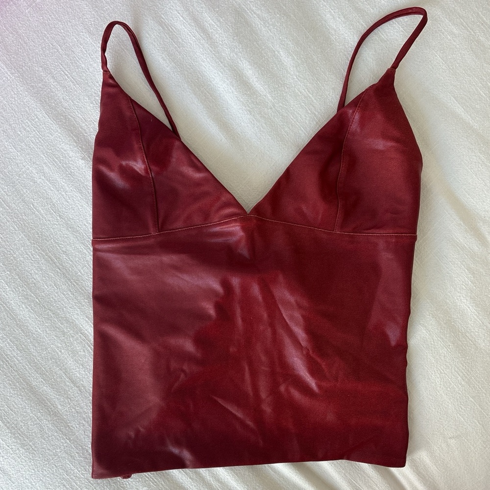 Sleek Burgundy Satin Cami Top